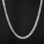 Cadena en tejido cubana diamantada 6mm en plata ley 925 certificada