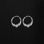 Candongas con balines o esferas diamantadas en plata ley 925