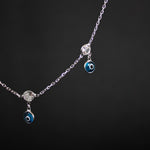 Cadena con circones y ojos turcos en plata ley 925 certificada