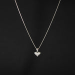 Conjunto de collar y topitos corazón sólido en plata ley 925