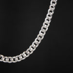 Cadena en tejido cubana diamantada 6mm en plata ley 925 certificada