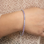 Pulsera tenis tennis morado violeta en plata ley 925