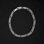 Pulsera tipo fígaro 3x1 de 4mm en plata ley 925 italiana original certificada garantizada