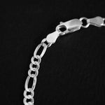 Pulsera tipo fígaro 3x1 de 4mm en plata ley 925 italiana original certificada garantizada
