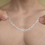 Pulsera tipo fígaro 3x1 de 4mm en plata ley 925 italiana original certificada garantizada