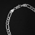 Pulsera tipo fígaro 3x1 de 5mm en plata ley 925 italiana original certificada garantizada