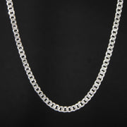 Cadena en tejido cubana diamantada 6mm en plata ley 925 certificada