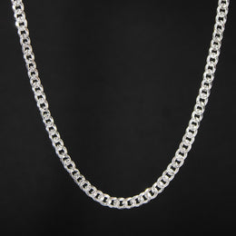 Cadena en tejido cubana diamantada 6mm en plata ley 925 certificada