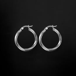 Candongas biseladas en plata ley 925 italiana certificada