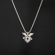 Collar corazón con alas en plata ley 925