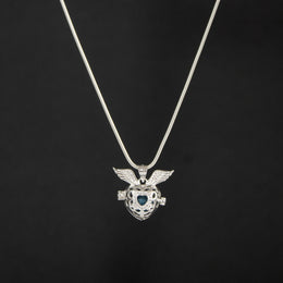 Collar corazón con alas en plata ley 925