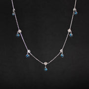 Cadena con circones y ojos turcos en plata ley 925