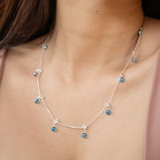 Cadena con circones y ojos turcos en plata ley 925 certificada