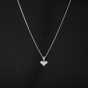 Conjunto de collar y topitos corazón sólido en plata ley 925