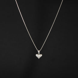 Conjunto de collar y topitos corazón sólido en plata ley 925