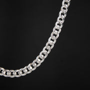 Cadena en tejido cubana diamantada 6mm en plata ley 925 certificada