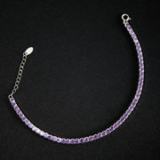 Pulsera tenis tennis morado violeta en plata ley 925