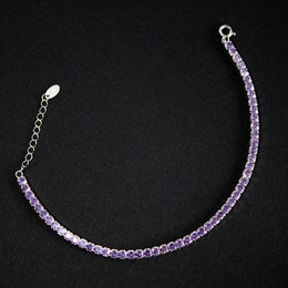 Pulsera tenis tennis morado violeta en plata ley 925