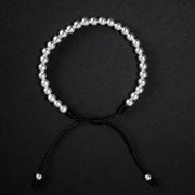 Pulsera en hilo terlenka con cuentas bolitas de plata ley 925