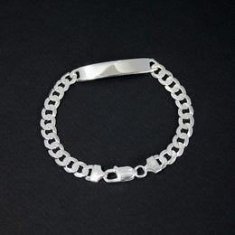 Pulsera en plata ley 925 italiana con tejido cubano de 7 mm y placa para grabar 