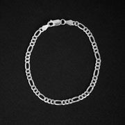 Pulsera tipo fígaro 3x1 de 4mm en plata ley 925 italiana original certificada garantizada