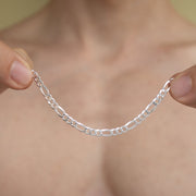 Pulsera tipo fígaro 3x1 de 4mm en plata ley 925 italiana original certificada garantizada