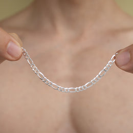 Pulsera tipo fígaro 3x1 de 4mm en plata ley 925 italiana original certificada garantizada