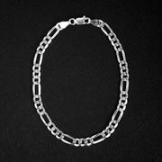 Pulsera tipo fígaro 3x1 de 5mm en plata ley 925 italiana original certificada garantizada