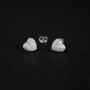 Topitos de corazón con cristales circones incrustados en plata ley 925 certificado