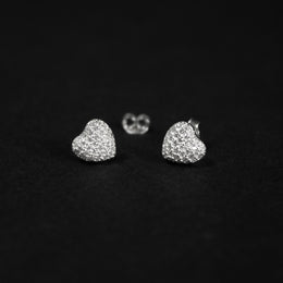 Topitos de corazón con cristales circones incrustados en plata ley 925 certificado