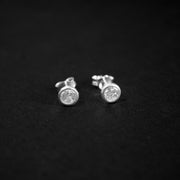 Topitos redondos con circón o cristal de 5mm transparente en plata ley 925