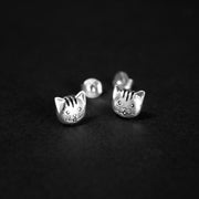 Topitos de gatito o gato en plata ley 925 certificada